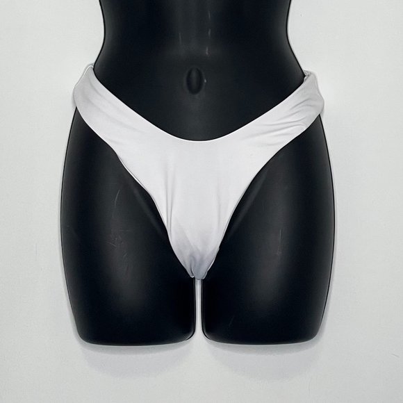 White High Cut Cheeky Bikini Bottoms - Picture 1 of 5